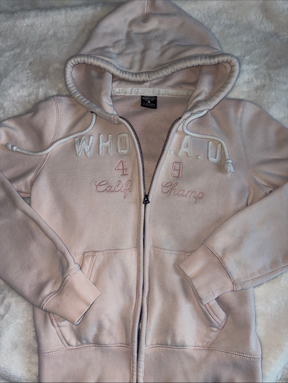WHO.A.U Pink Zip-Up Hoodie - Casual Women's Sweatshirt